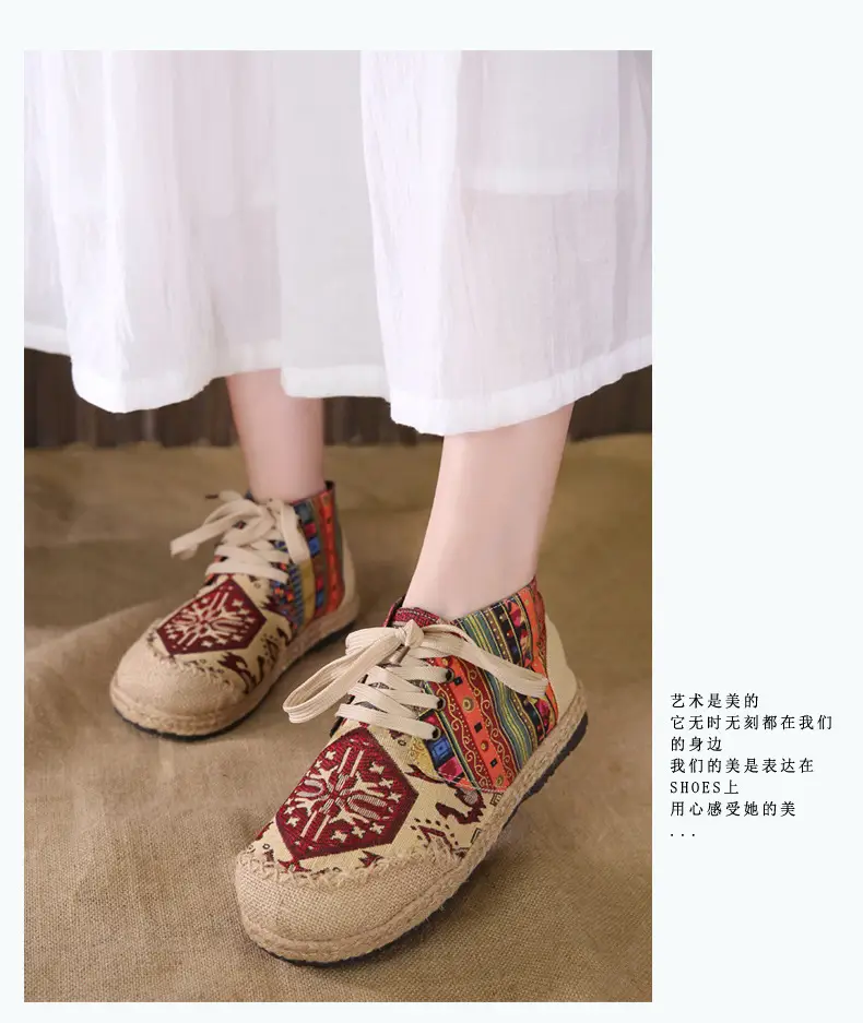 Ethnic Style Casual Linen Bottom Boots Women's 2025 Autumn and Winter New Arrival Embroidered Cloth Shoes Cotton Linen College Style Cloth Shoes for Women — feature 15