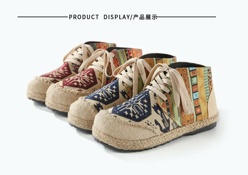Ethnic Style Casual Linen Bottom Boots Women's 2025 Autumn and Winter New Arrival Embroidered Cloth Shoes Cotton Linen College Style Cloth Shoes for Women — feature 16