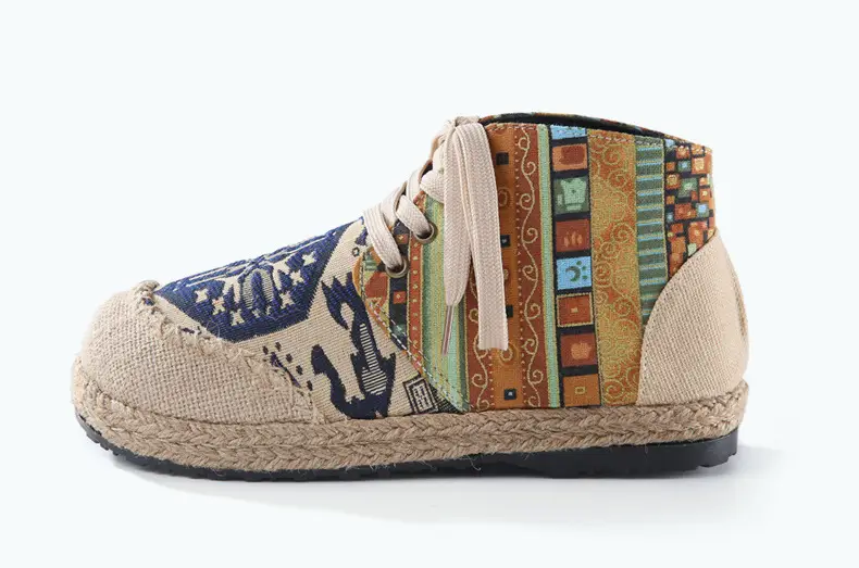 Ethnic Style Casual Linen Bottom Boots Women's 2025 Autumn and Winter New Arrival Embroidered Cloth Shoes Cotton Linen College Style Cloth Shoes for Women — feature 19
