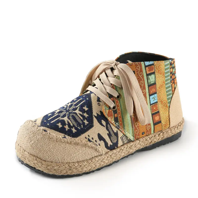 Ethnic Style Casual Linen Bottom Boots Women's 2025 Autumn and Winter New Arrival Embroidered Cloth Shoes Cotton Linen College Style Cloth Shoes for Women - Image 2