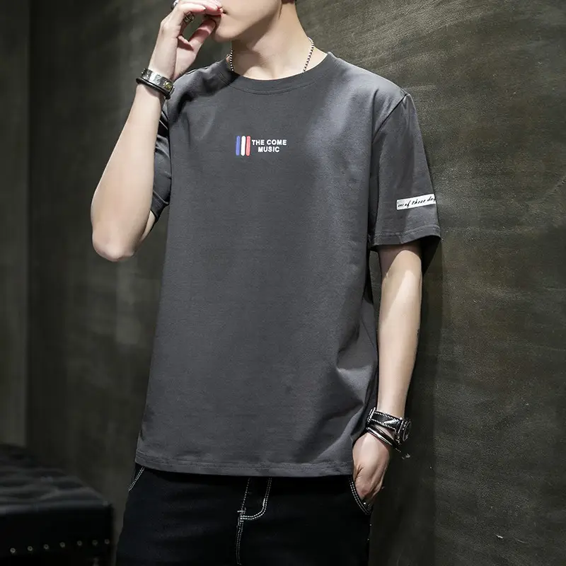 Pure Cotton Round Neck T-Shirt for Men Summer 2025 - Image 30