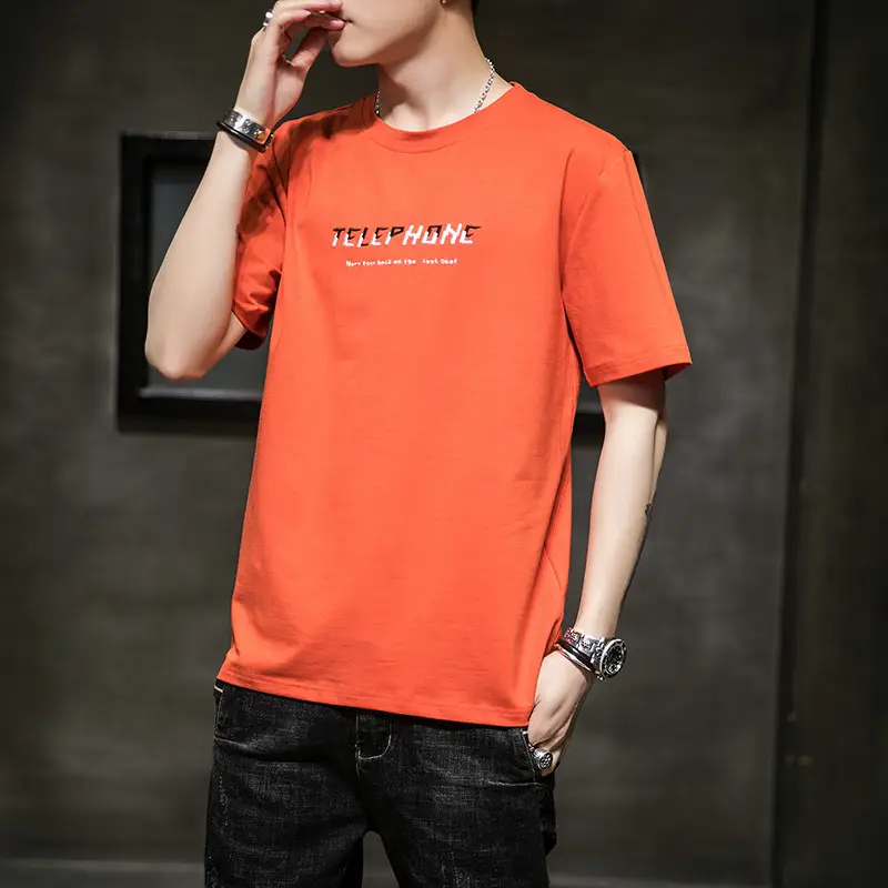 Pure Cotton Round Neck T-Shirt for Men Summer 2025 - Image 33