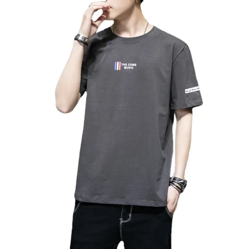 Pure Cotton Round Neck T-Shirt for Men Summer 2025 - Image 34