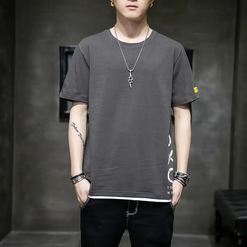Pure Cotton Round Neck T-Shirt for Men Summer 2025 - Image 13