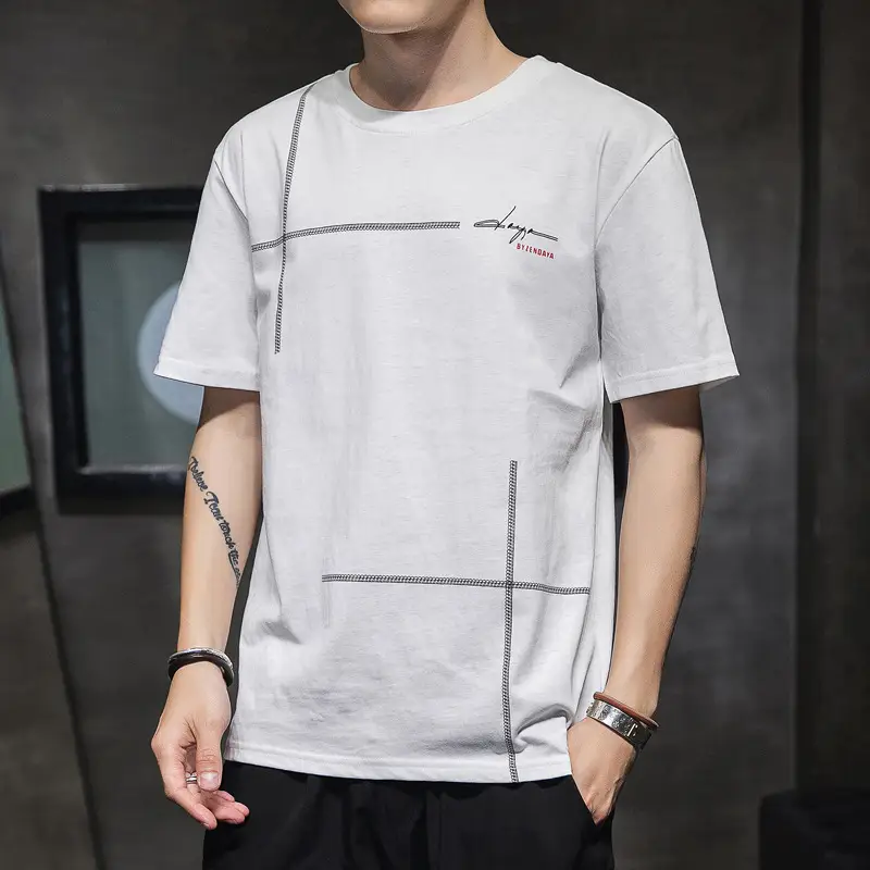 Pure Cotton Round Neck T-Shirt for Men Summer 2025 - Image 18