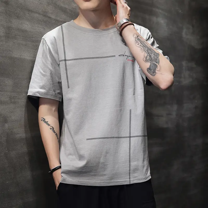 Pure Cotton Round Neck T-Shirt for Men Summer 2025 - Image 19