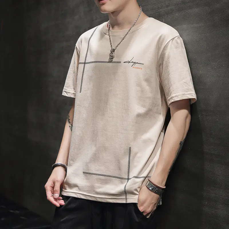 Pure Cotton Round Neck T-Shirt for Men Summer 2025 - Image 20