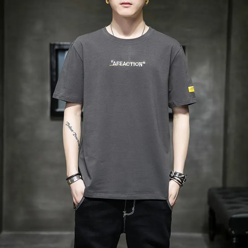 Pure Cotton Round Neck T-Shirt for Men Summer 2025 - Image 26
