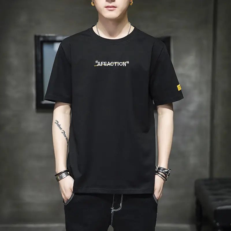 Pure Cotton Round Neck T-Shirt for Men Summer 2025 - Image 27