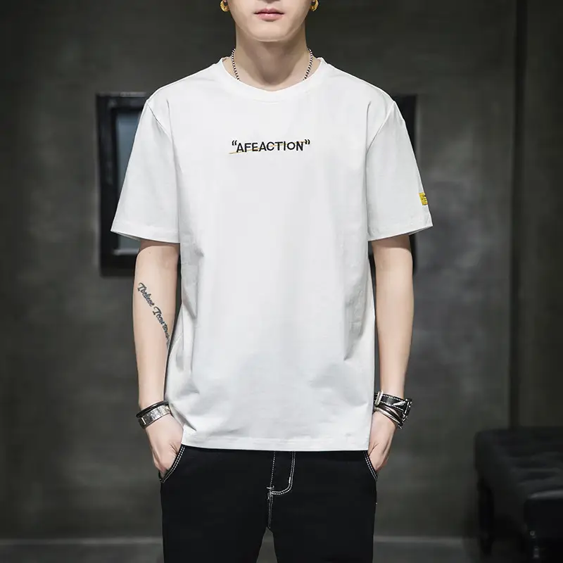Pure Cotton Round Neck T-Shirt for Men Summer 2025 - Image 28