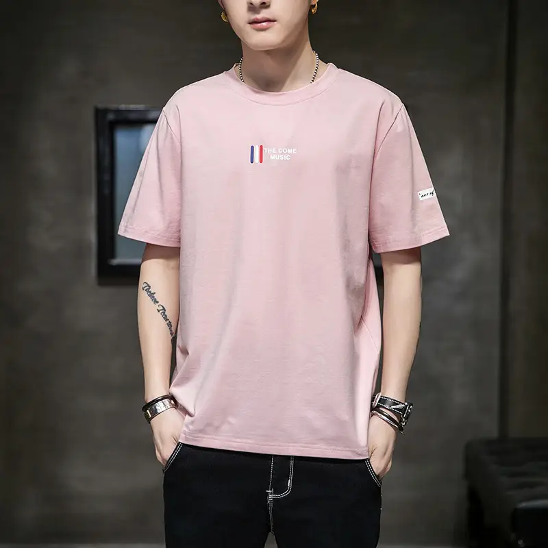 Pure Cotton Round Neck T-Shirt for Men Summer 2025 - Image 4