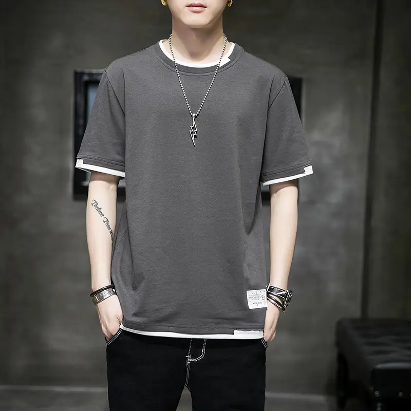 Pure Cotton Round Neck T-Shirt for Men Summer 2025 - Image 5