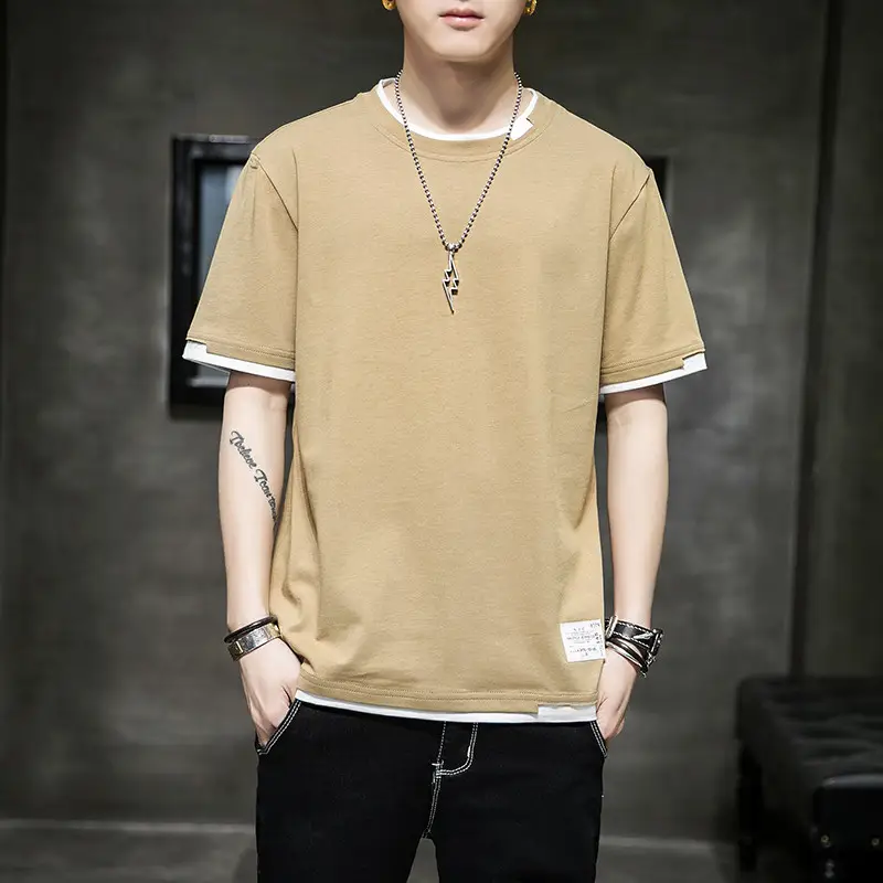 Pure Cotton Round Neck T-Shirt for Men Summer 2025 - Image 9