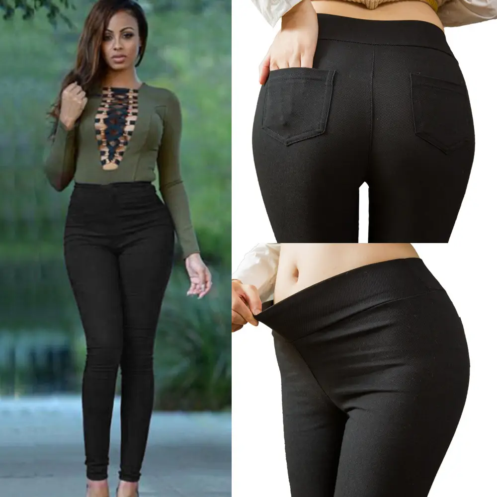 Women's Navy High Waist Ankle-Length Leggings - Image 3