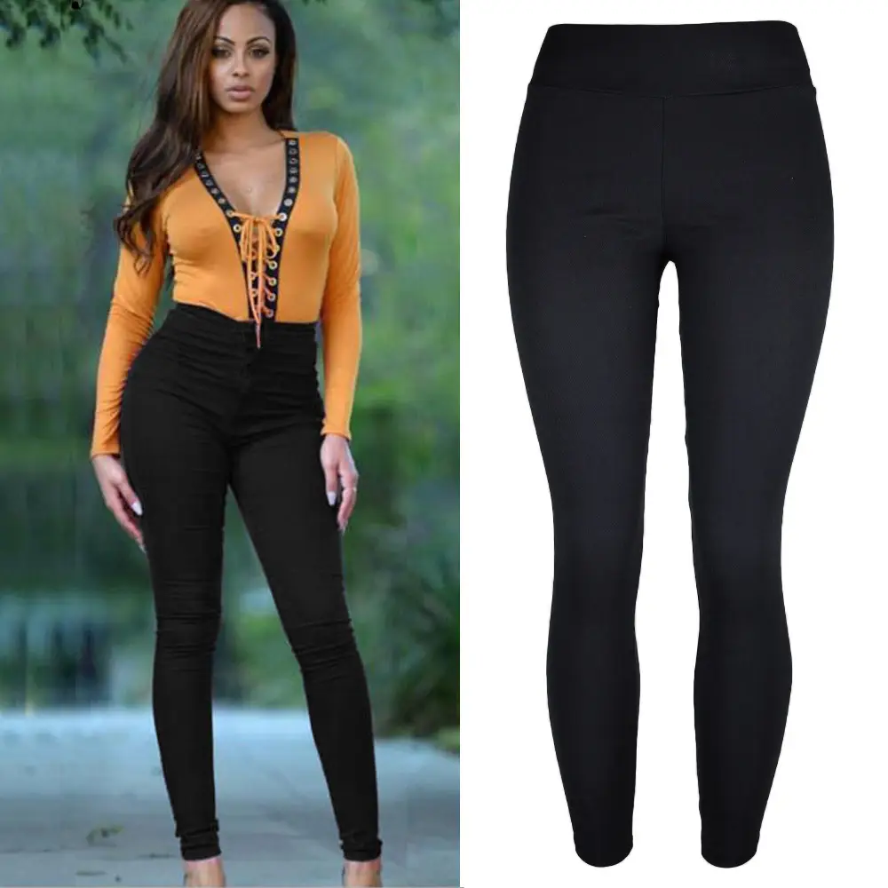 Women's Navy High Waist Ankle-Length Leggings - Image 4