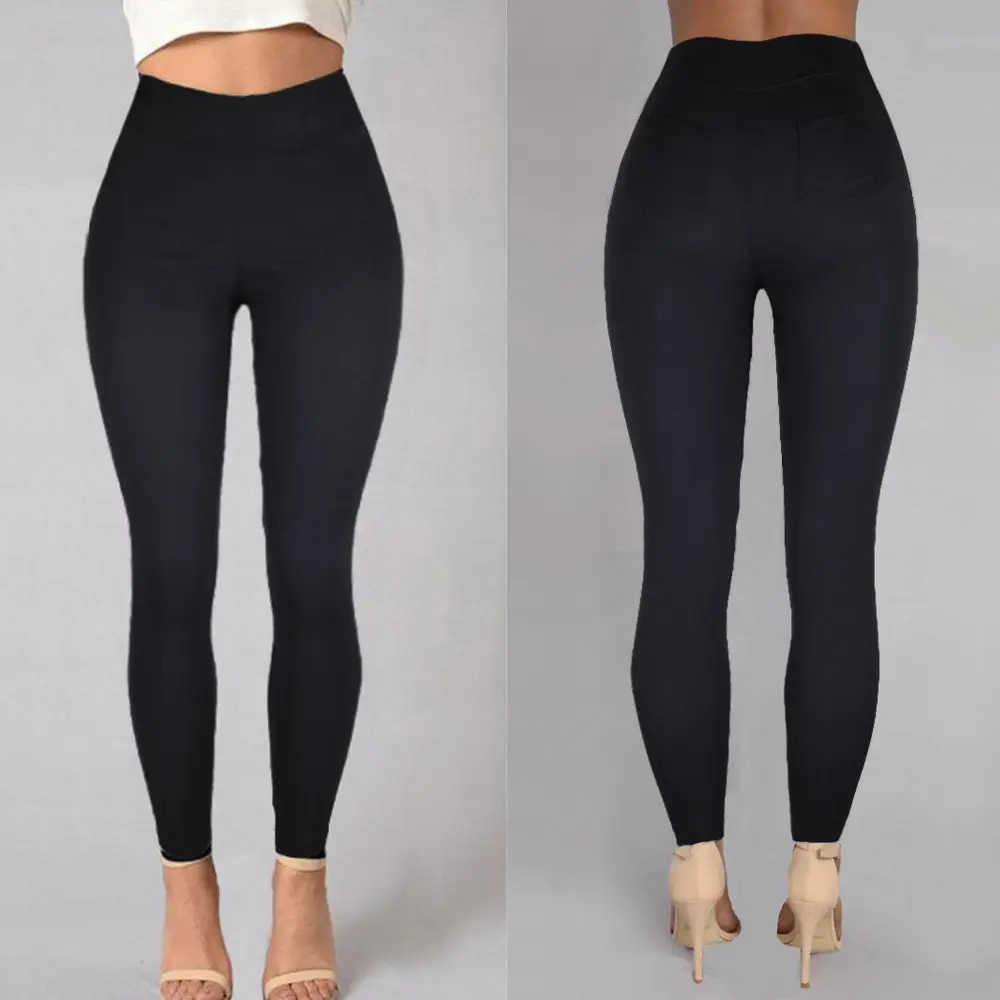 Women's Navy High Waist Ankle-Length Leggings - Image 2