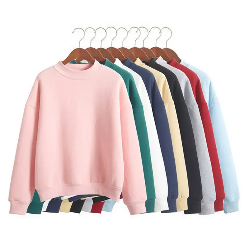 Women Pink Velvet Turtleneck Sweatshirt Long Sleeve - Image 18
