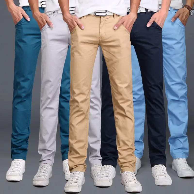 2019 Men's Light Blue Slim Fit Casual Pants - Image 12