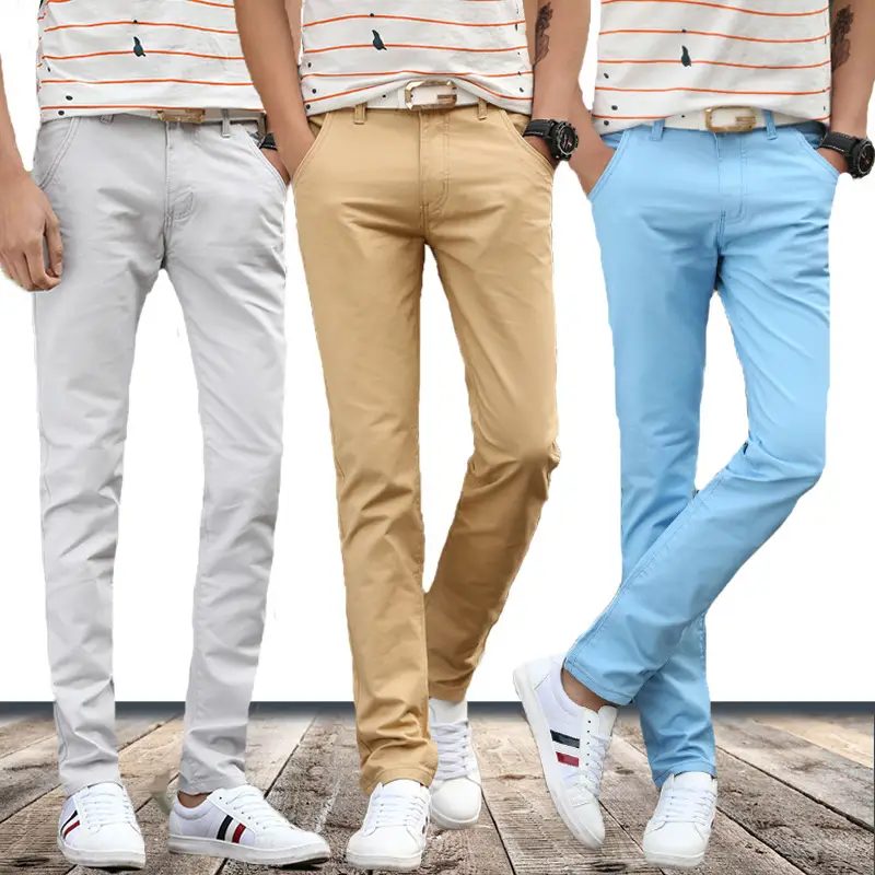 2019 Men's Light Blue Slim Fit Casual Pants - Image 13