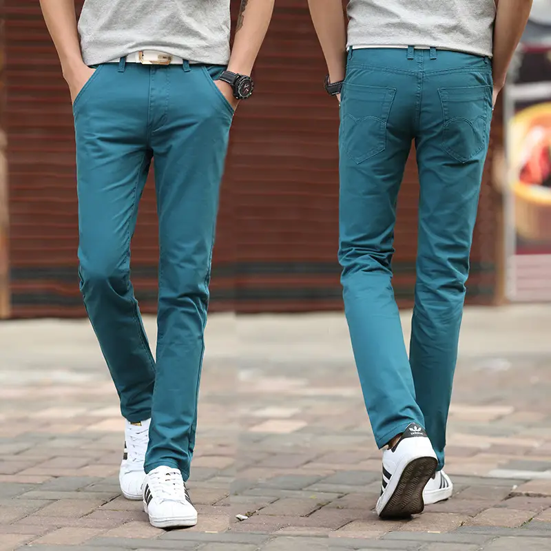 2019 Men's Light Blue Slim Fit Casual Pants - Image 15