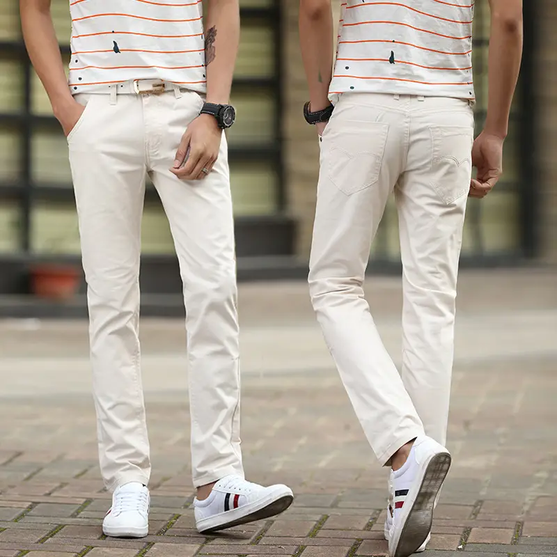 2019 Men's Light Blue Slim Fit Casual Pants - Image 3