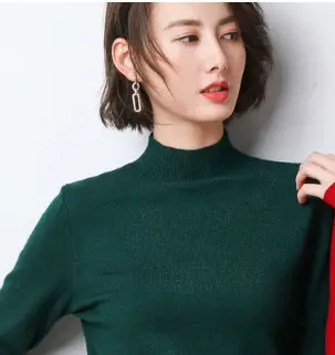 Women's Slim Fit Sweater Pullover Blue White Collar - Image 6