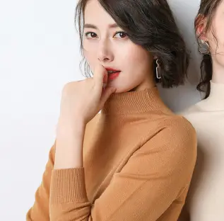 Women's Slim Fit Sweater Pullover Blue White Collar - Image 9