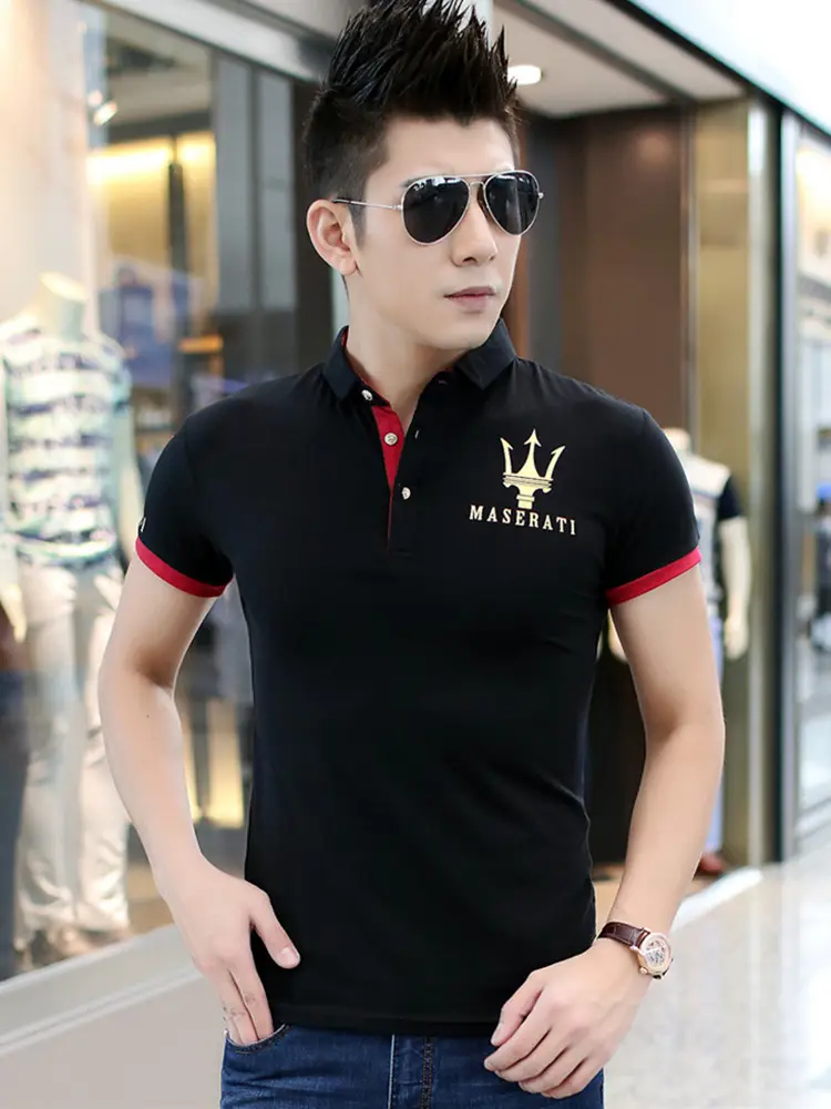 Men's Maroon Pique Polo T-Shirt with Logo - Image 9
