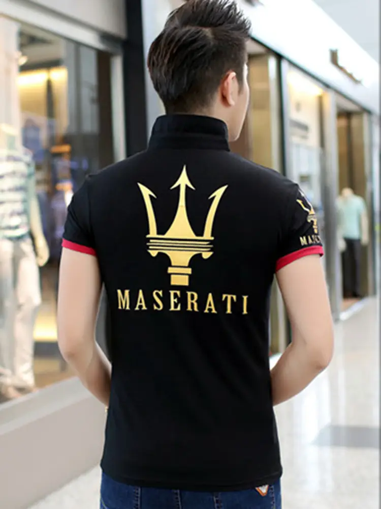 Men's Maroon Pique Polo T-Shirt with Logo - Image 13
