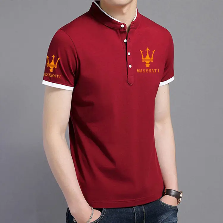 Men's Maroon Pique Polo T-Shirt with Logo - Image 6