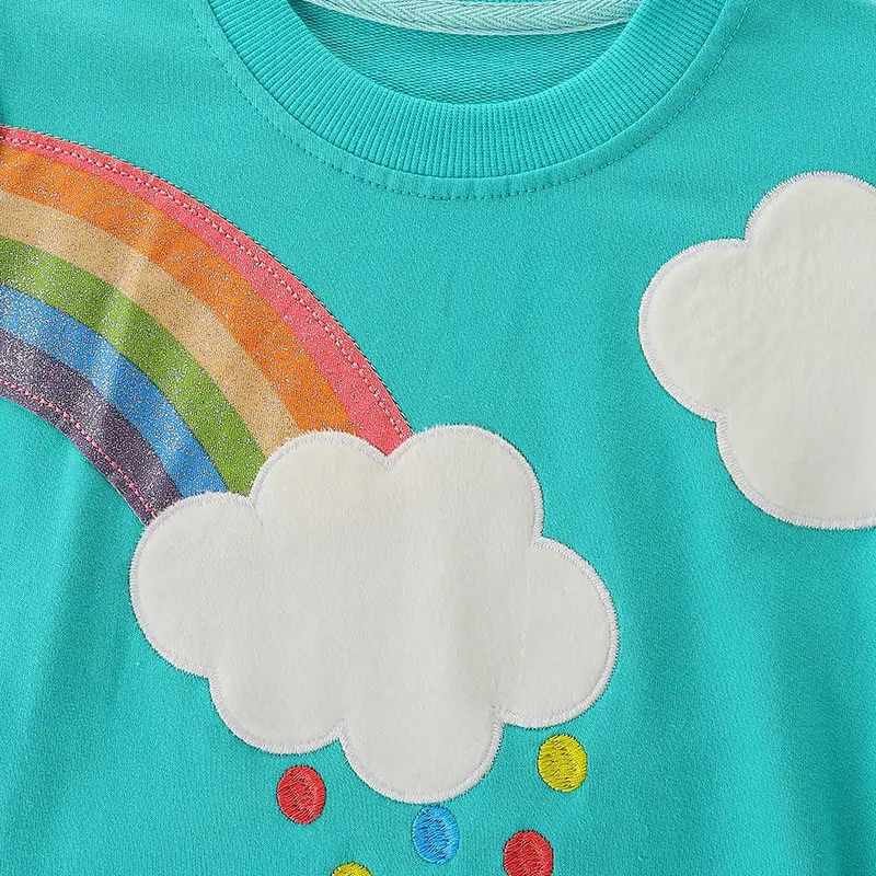 Girls Rainbow Cloud Sweatshirt Turquoise Long Sleeve - Image 4