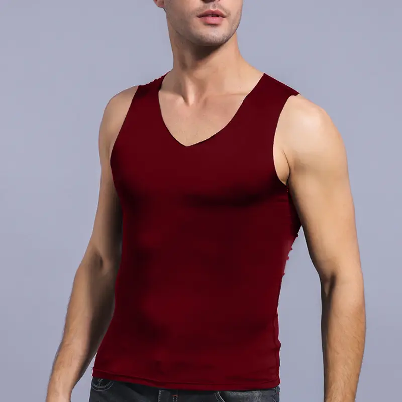 Men's White Velvet V-Neck Vest Plus Size Stretch