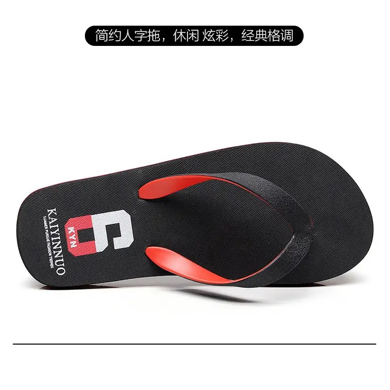 2026 Korean Style Black Red Flip Flops for Men