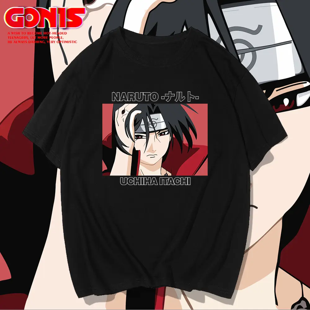 Men White Naruto Uchiha Machi Cotton T-Shirt