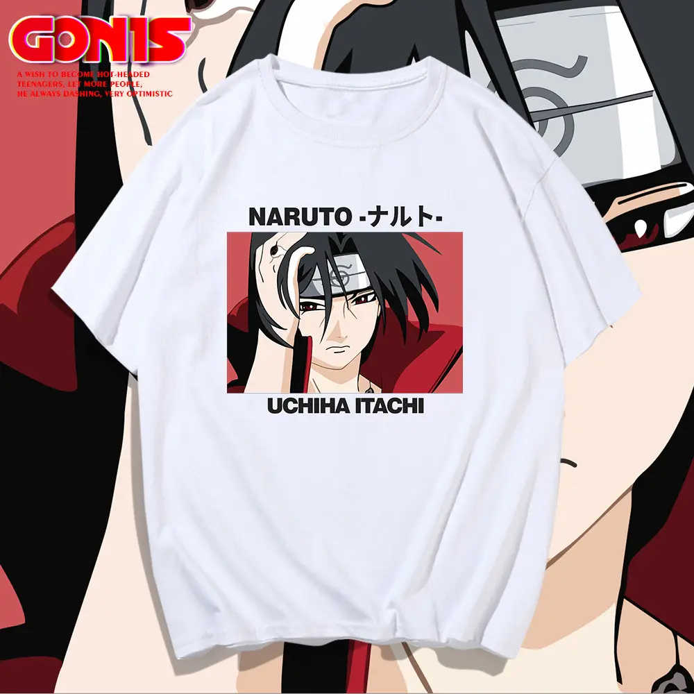 Men White Naruto Uchiha Machi Cotton T-Shirt - Image 10