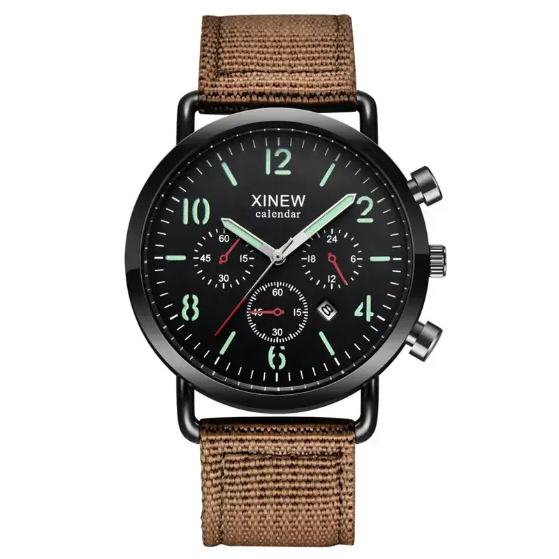 Xinew Men's Black Chronograph Wrist Watch with Nylon Band - Image 13