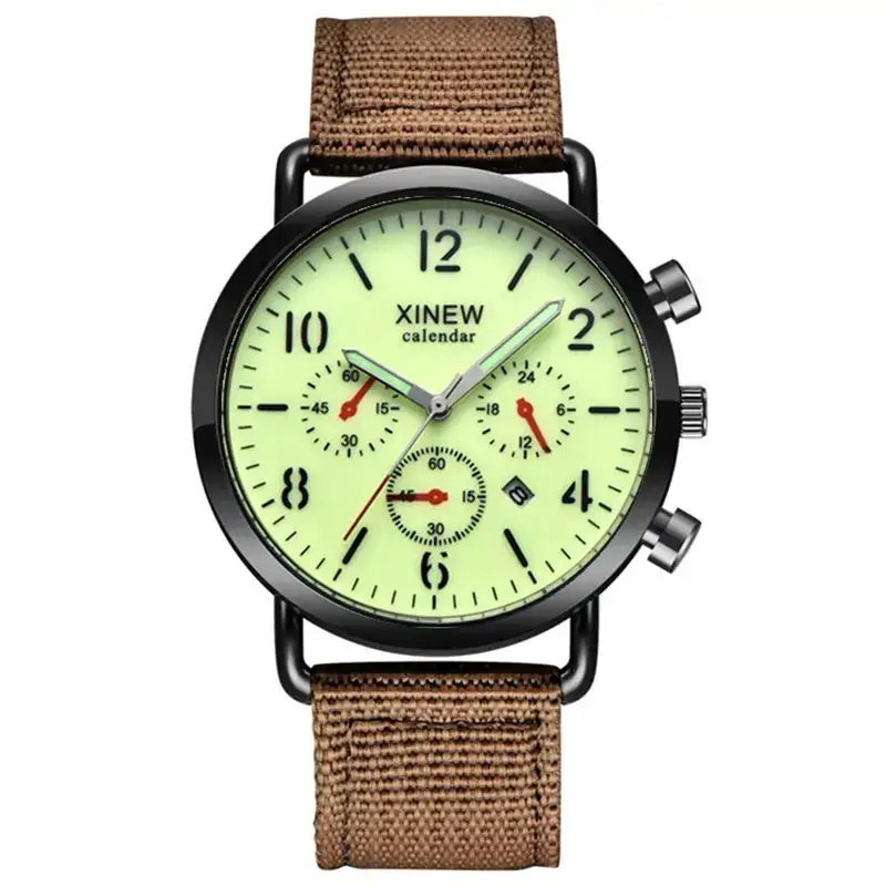 Xinew Men's Black Chronograph Wrist Watch with Nylon Band - Image 6