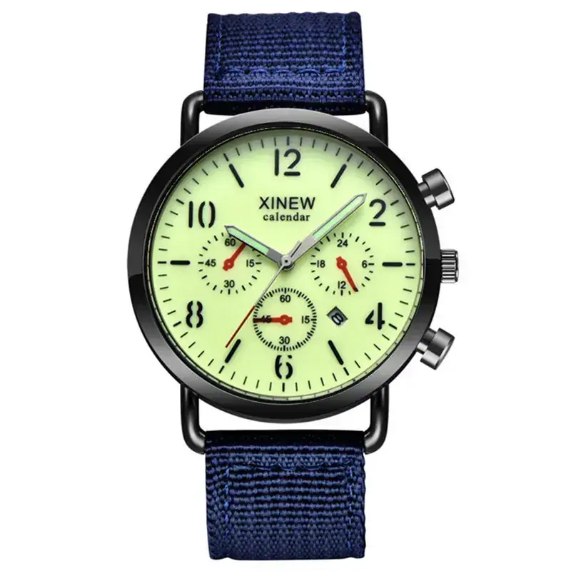Xinew Men's Black Chronograph Wrist Watch with Nylon Band - Image 8