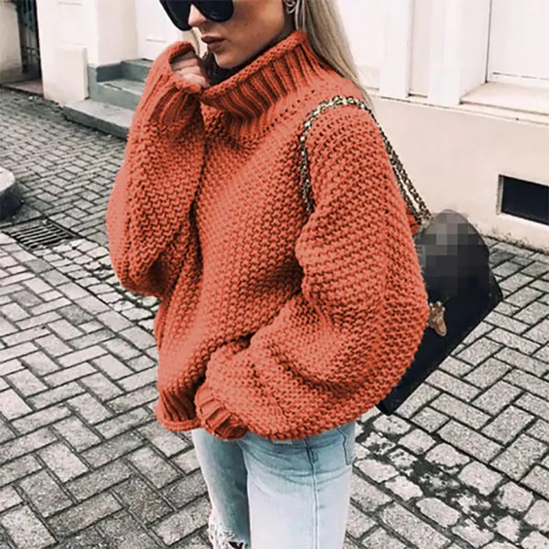 Women's 2025 Curled White Sweater High Neck Bat Sleeve - Image 18