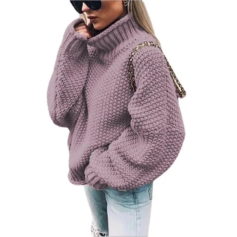 Women's 2025 Curled White Sweater High Neck Bat Sleeve - Image 19