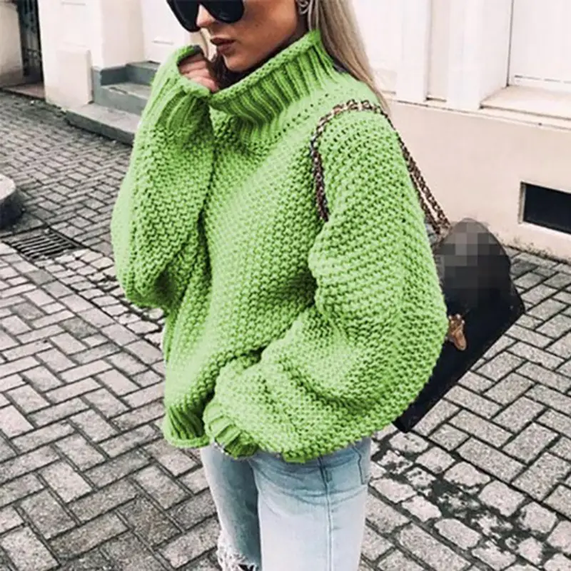 Women's 2025 Curled White Sweater High Neck Bat Sleeve - Image 10
