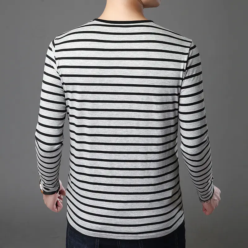 Men Striped Long Sleeve T-Shirt Wholesale - Image 8