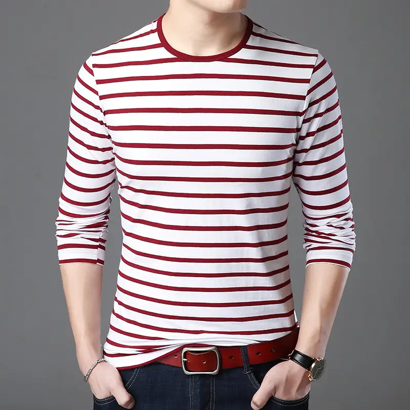 Men Striped Long Sleeve T-Shirt Wholesale - Image 2