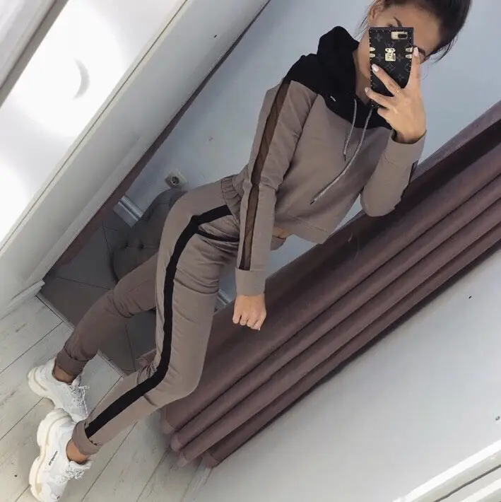 Women's Black & Gold Mesh Track Suit 2019 Autumn Set - Image 8