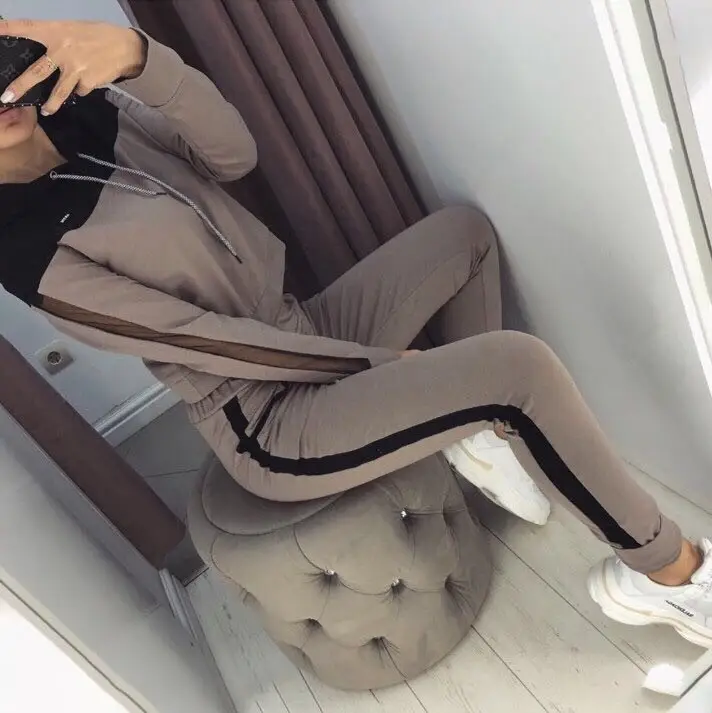 Women's Black & Gold Mesh Track Suit 2019 Autumn Set — feature 5