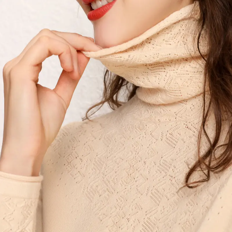 Women's Blue Knitted Turtleneck Sweater Large - Image 16
