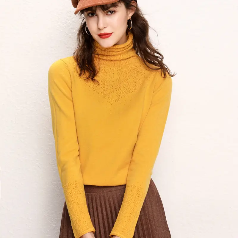 Women's Blue Knitted Turtleneck Sweater Large - Image 18