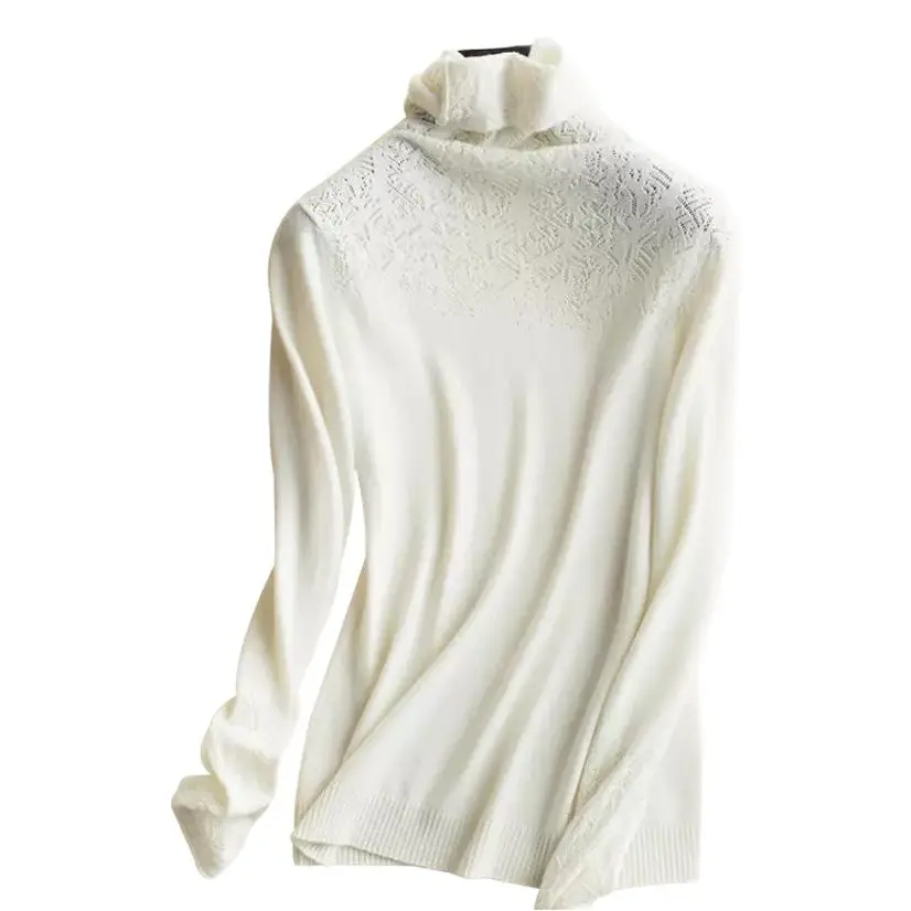 Women's Blue Knitted Turtleneck Sweater Large