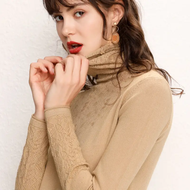 Women's Blue Knitted Turtleneck Sweater Large - Image 12