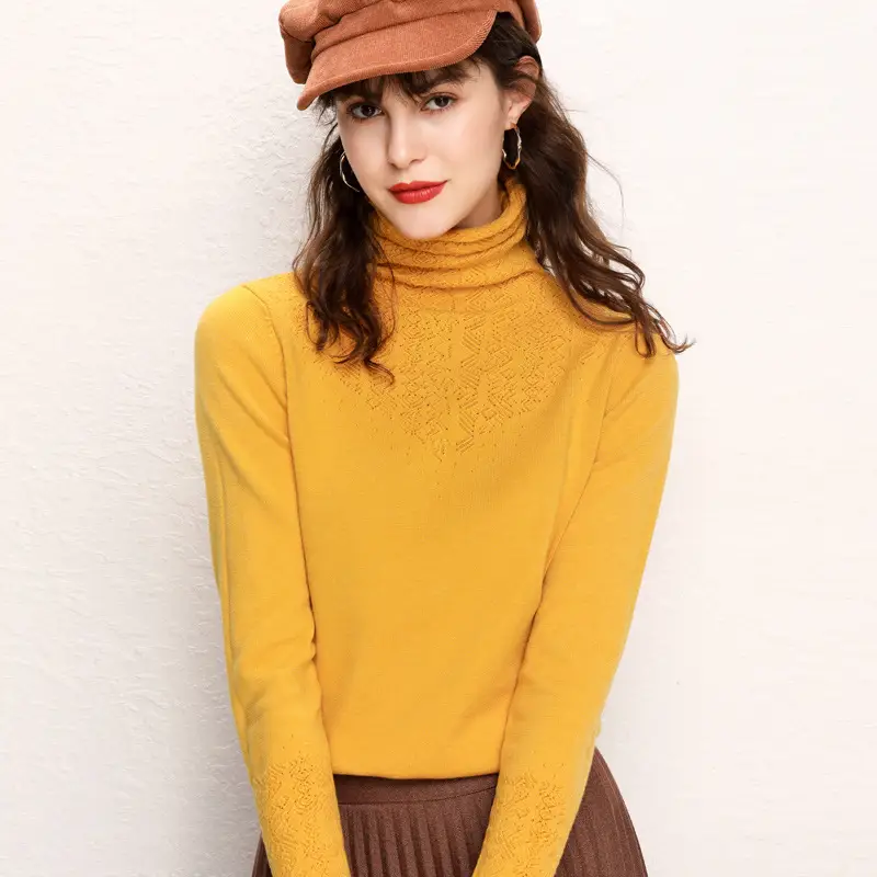 Women's Blue Knitted Turtleneck Sweater Large - Image 9